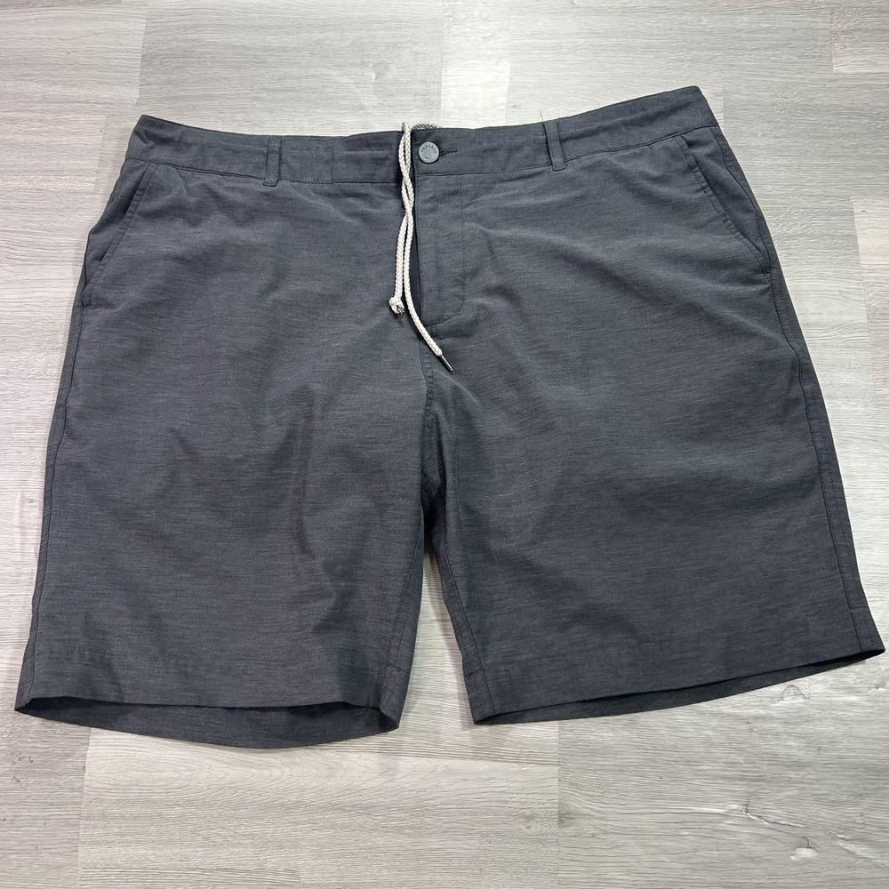 Faherty All Day Chino Shorts Mens 38 Gray Microfiber Stretch Drawstring 9 Inseam